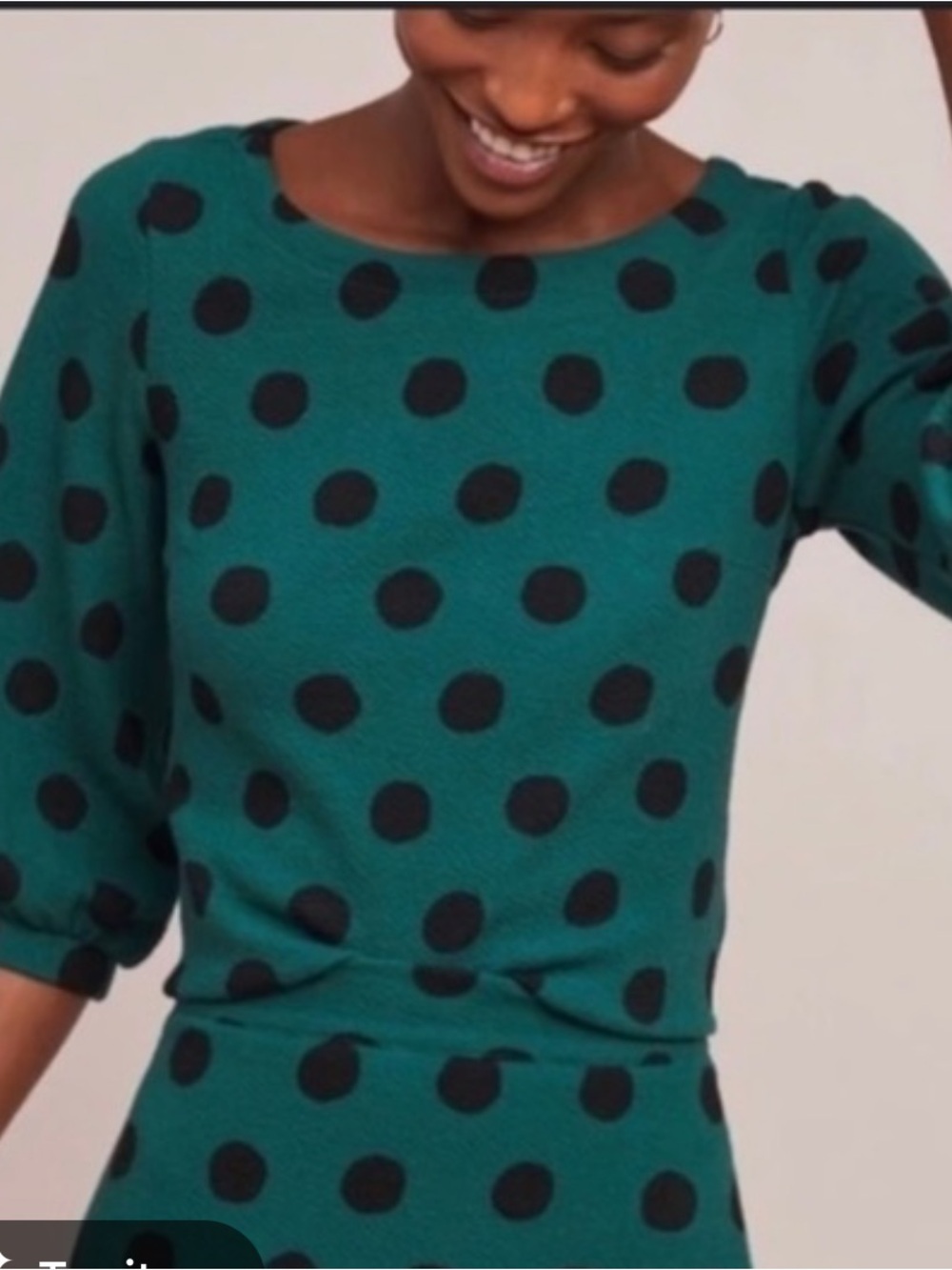 Maeve Anthropologie Green Black Polka Dot Top XS